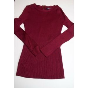 Hooked Up Ribbed Burgundy Crew Neck Sweater NWT